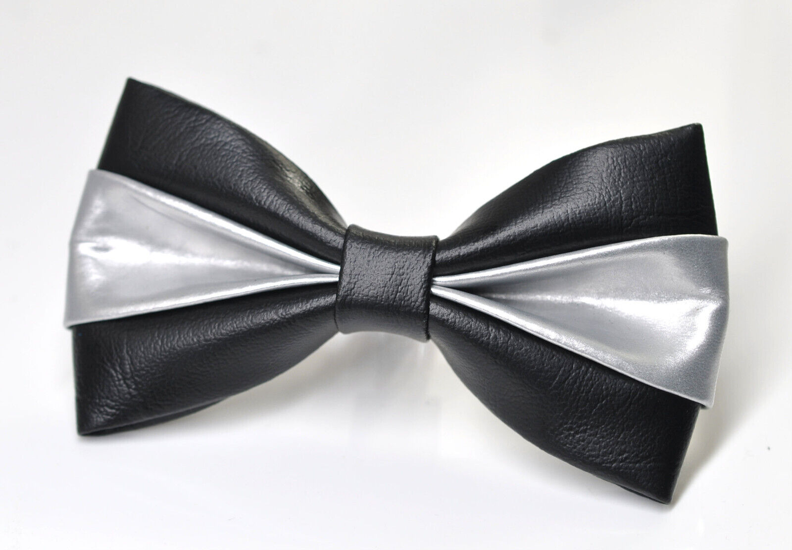 Silver Black Shining Faux Leather Bow tie Bowtie for Men / Youth / Boy / Baby