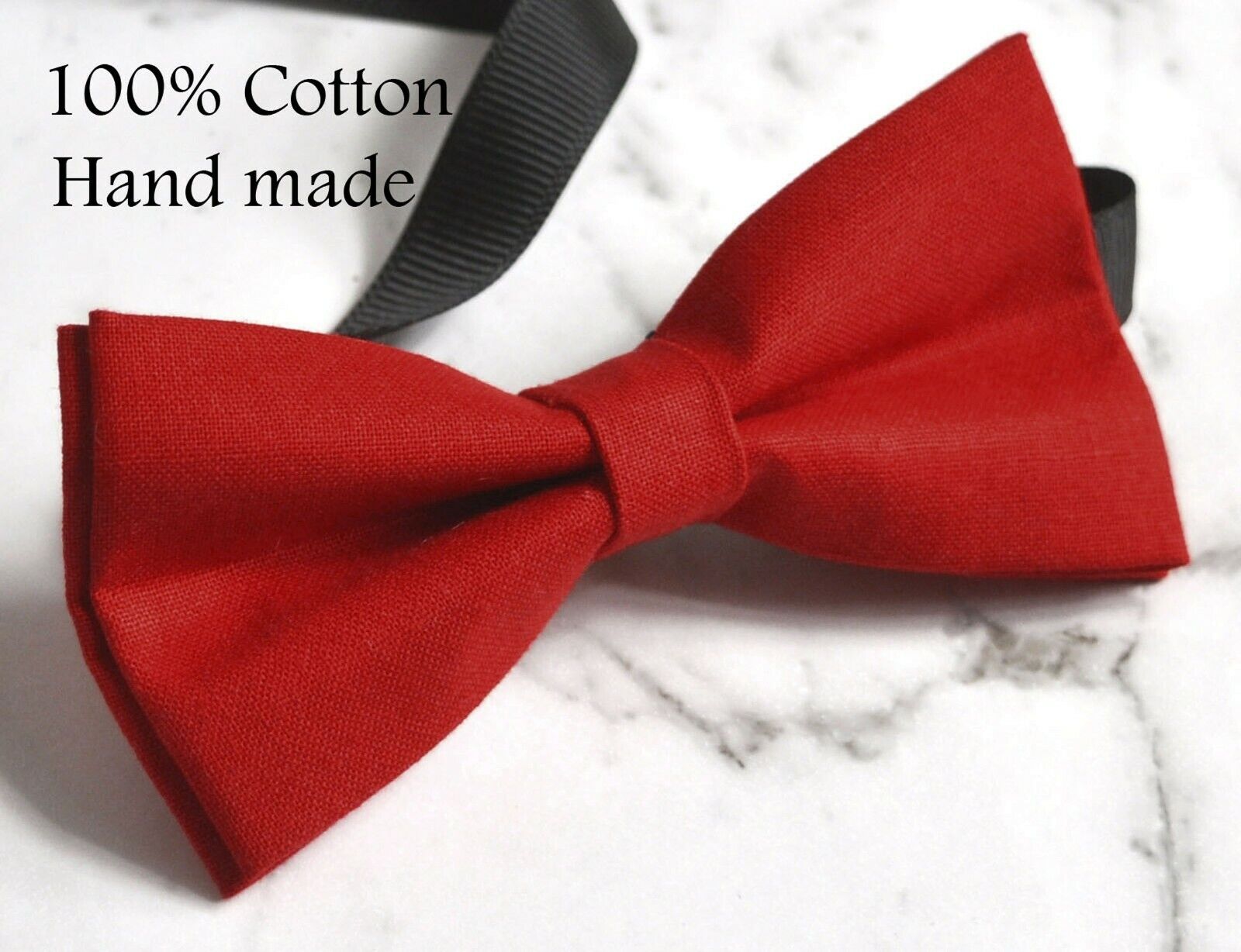 Red Cotton Solid Bow tie for Men Adult / Youth / Boy Kids / Baby Infant Toddler