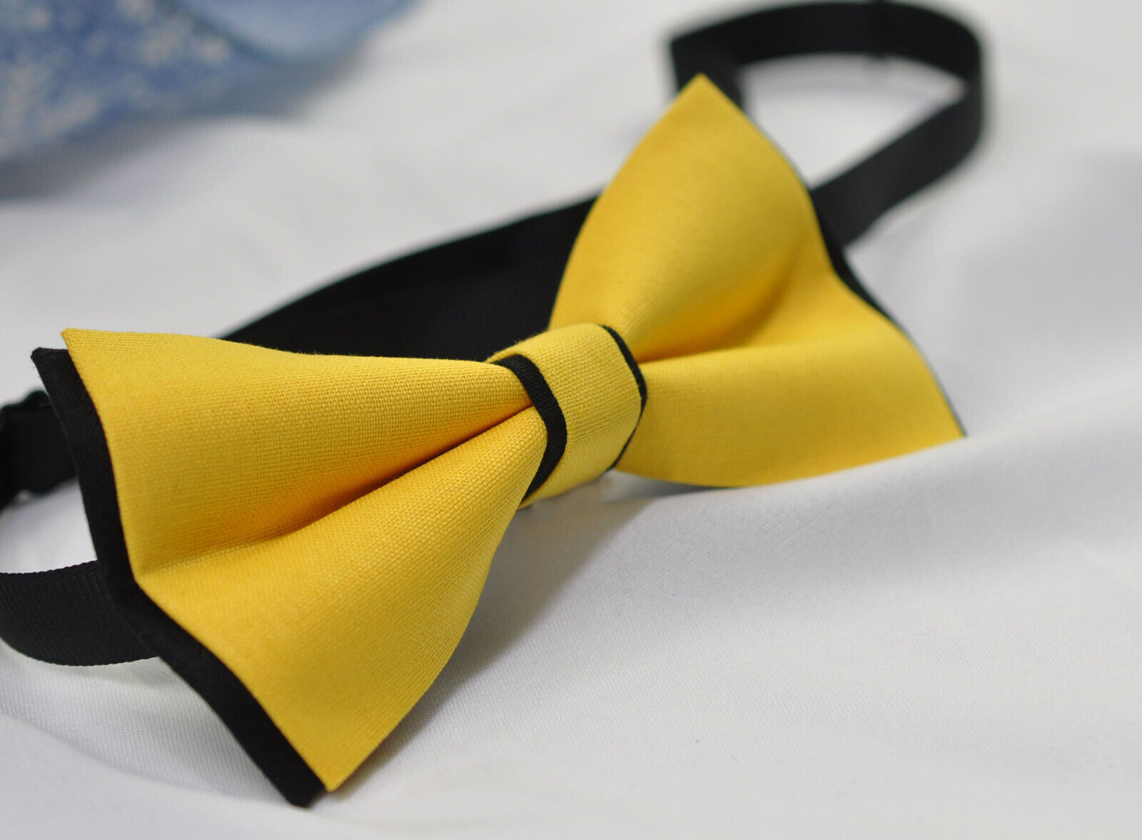 Men Men's Yellow and Black 100% Cotton Hand Made Pretied Bowtie Bow Tie Wedding